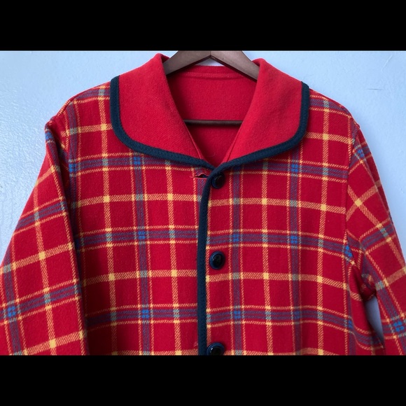 SOLD Red Wool Plaid Vintage Coat - Picture 4 of 4